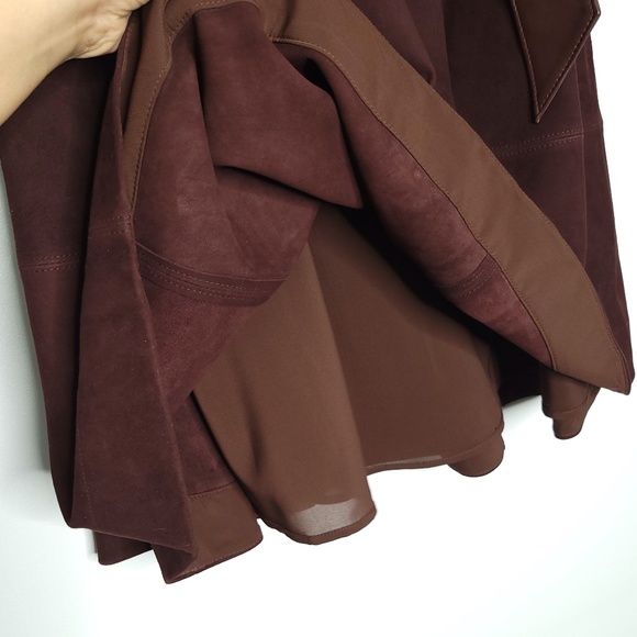 TREND ALERT ALICE + OLIVIA Martine Brown Suede A-line Midi Skirt w Belt size 4 - Picture 7 of 12